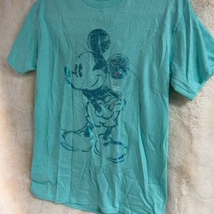Disneyland Parks Aqua Teal Metallic Mickey Mouse Shirt Adult Size small NWT